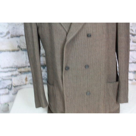 Donna Karan New York Mens Double Breasted Blazer Brown Textured Made in Italy - Picture 5 of 11